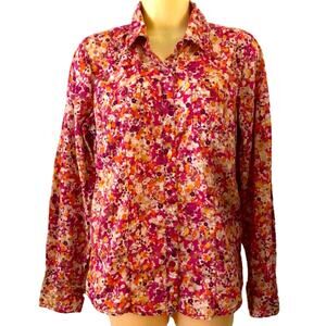 Faded Glory Pink Floral Print Blouse Woman's Size Small Cottagecore